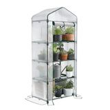 VOUNOT® Kweekkas Foliekas met 4 Planken, 4-laags Tuinkas voor Balkon en Tuin, Tomatenkas met Stevig Frame, Waterdicht en UV-bestendig, 69x49x160cm, Wit
