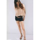 Mango top met ruches - lichtroze