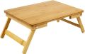 100% bamboe bureau pour ordinateur portable sur genoux pour lit - Plateau de lit petit-déjeuner avec pieds pliables lit portable