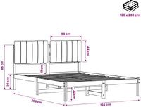 vidaXL Bedframe met gestoffeerd hoofdbord Naturel en lichtgrijs