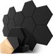 Famanu - 12 hexagon zelfklevende akoestische panelen, 30x26x0.9cm, zwart