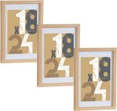 Arte r 3x stuks houten fotolijst - bruin - 21 x 30 cm - fotolijstje - met passe-partout - decoratie