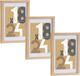 Arte r 3x stuks houten fotolijst - bruin - 21 x 30 cm - fotolijstje - met passe-partout - decoratie