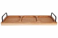 Cosy & trendy Serveerplank - acacia hout - 3-vaks - 41 x 14 cm - high tea/borrel - serveren