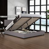 Corium Tweepersoonsbed Juva met lattenbodem en opbergruimte 160x200 cm grijs