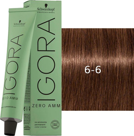 Schwarzkopf Professional Igora Zero Amm Color Cream - 60ml - 6-6 - Zwart