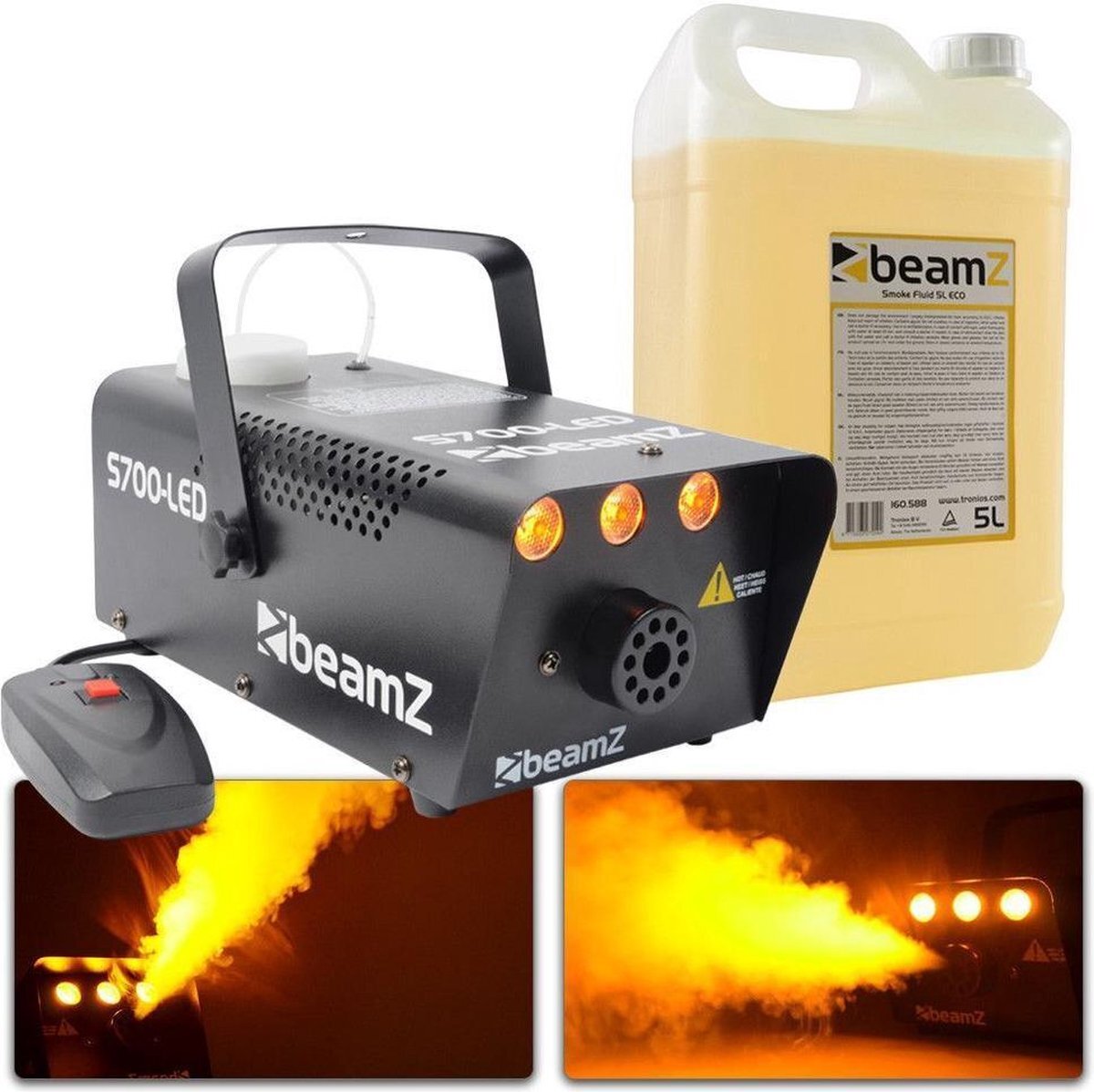 BeamZ S700-LED rookmachine met vlameffect incl. ruim 5 liter rookvloeistof