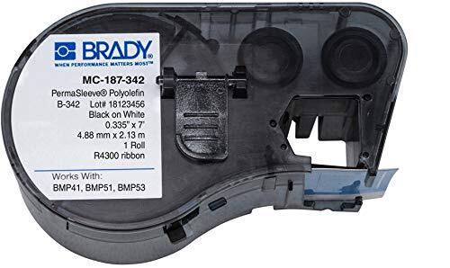 Brady MC-187-342 tape krimpkous | zwart op wit | 8,50mm x 2,13m