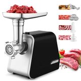 Professionele elektrische vleesmolen 2000 Watt met worstvulling en koekjesopzetstuk, worstmachine, vleesmachine met 3 schijven voor gehakt, mett u