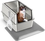 Merkloos / Sans marque RVS kattenbak XL met deksel en schep