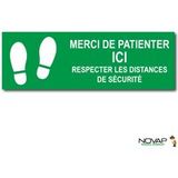 Panneau Merci De Patienter Ici - Vert - Spécial Sol - 450x150 Mm