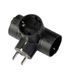Poly Pool pp2350.1, Adapter met stekker en 3 Duitse standaard stopcontacten 16A 2P + E met zijaarde. Zwarte kleur
