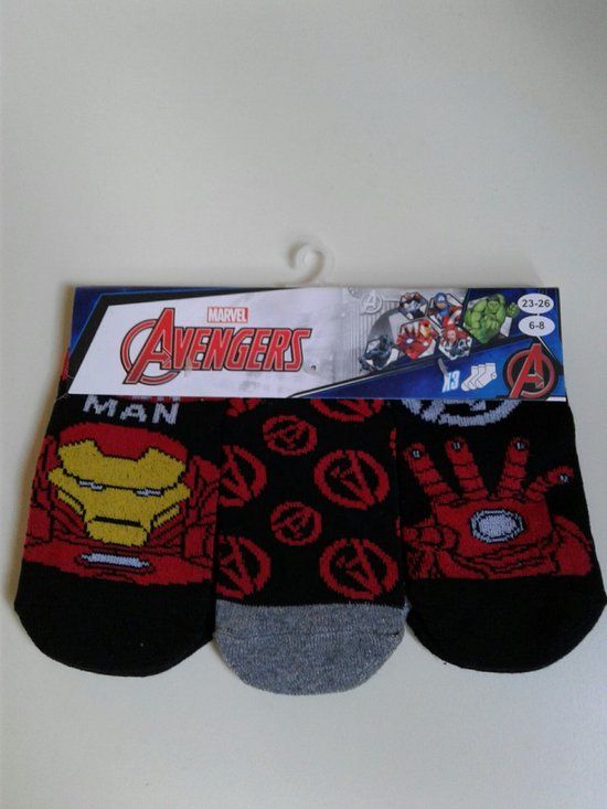 3 paar Iron Man sneakersokken - Marvel Avengers - maat 23-26