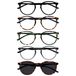 Opulize Met 5 Stuks Leesbril Met Zon Lezer Ronde Zwart Bruin Groen Grijs Mannen Vrouwen RRRRS60-12672 +3,50