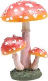 Merkloos / Sans marque Imhof & Stevens B.V. Decoratie huis/tuin beeldje paddenstoelen - lage hoed - vliegenzwammen - rood/wit - 10 cm