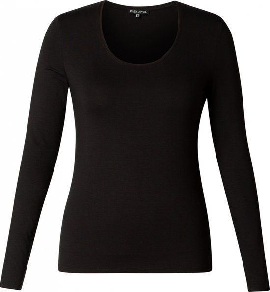 Base Level Curvy B Fashion Brands Europe BASE LEVEL CURVY Aso Jersey Shirt - Black - maat 1(48)