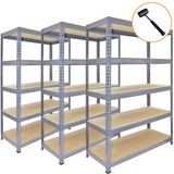 Monster Racking Monster Group BV Stellingkast 5-laags set van 3 - 200kg per plank - boutloos ontwerp - Grijs