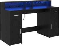vidaXL Bureau Zwart eiken 140 x 55 x 91 cm