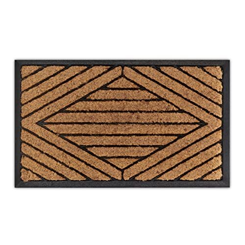 Relaxdays Deurmat, 45 x 75 cm, deurmat van rubber & kokos, binnen & buiten, antislip deurmat, zwart, zwart/naturel