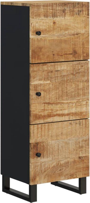 vidaXL Hoge kast met 3 deuren 40x33x110 cm massief mangohout en ijzer