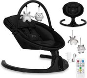 MoMi Kenani Onyx - Elektrische Babyschommel - Bluetooth - Afstandsbediening - 5 Schommelsnelheden - Zwart