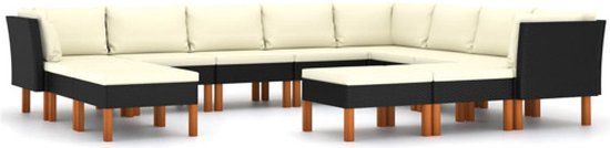 vidaXL 12-delige Loungeset met kussens Poly Rattan Zwart