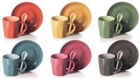 Excelsa Abbraccio Espresso Kopjes – Set van 6 – Inclusief Schotels & Lepels – Multicolor – Keramiek