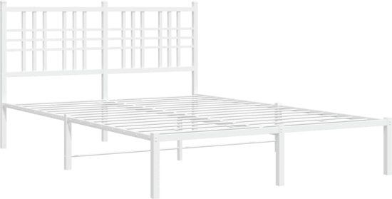 vidaXL Bedframe met hoofdbord metaal wit 140x200 cm