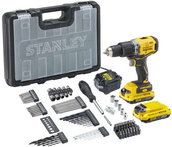 Stanley Powertools Stanley FATMAX SFMCD715D2A V20 18V BL Schroefklopboor + accessoires | 18V (2x 2.0Ah accu + lader) - SFMCD715D2A-QW