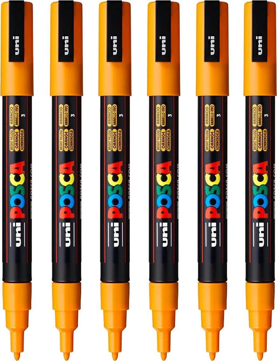 Posca Stiften PC-3M Fine Tip - verfstiften - Oranje - 6 stuks