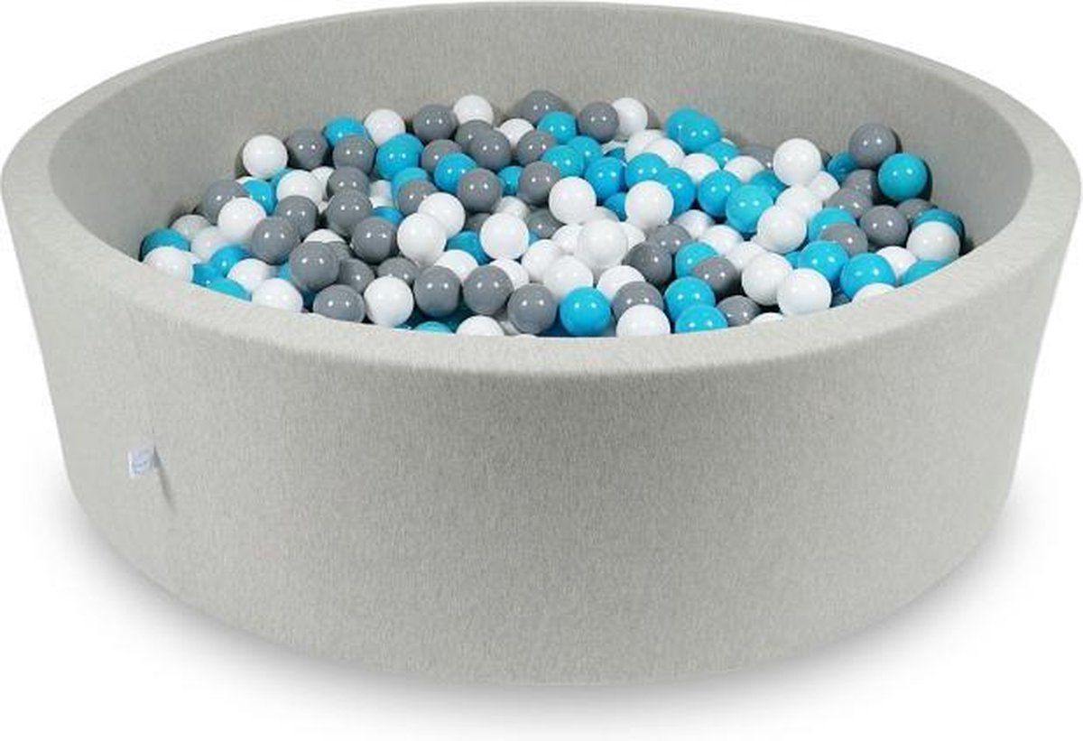 Viking Choice Ballenbak rond grijs - 130 x 40 cm - incl. 700 blauwe ballen