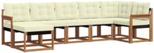 vidaXL - Salon d'angle - 7 places assises - Naturel et crème - Acacia bois