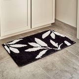 iDesign 17410EU Leaves tapijt 86 x 53 cm, zwart/wit