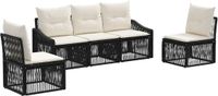 vidaXL Tuinbank - Set - 5 zitplekken - Zwart - Polyrattan