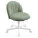 SONGMICS Bureaustoel, Draaistoel zonder Armleuningen, Teddystof | Ergonomisch, in Hoogte Verstelbaar, 360° Draaibaar, 60 x 60 x 70,5-83,5 cm, Lauriergroen, LAELA Collectie OBG027C101
