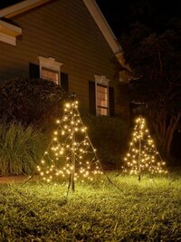 Fairybell Duo LED Kerstboom - H.100cm - 120 LED - Warm Wit Licht - 2 Kerstbomen met Mast