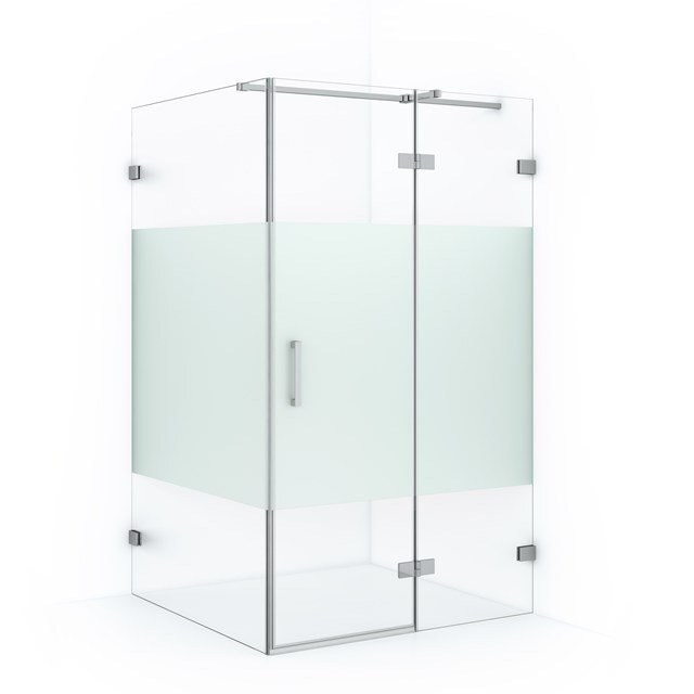 Maxaro Douchecabine Diamond 120x110cm 8mm Helder Veiligheidsglas met Matte Strook Chroom