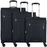 American Tourister Rampup 4 wielen Kofferset 3-delig - Zachte bagage - TSA slot - navy