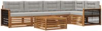 vidaXL - Buiten - bank - set - 6 - st - Naturel - en - lichtgrijs