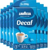 Lavazza Caffe Decaffeinato Filterkoffie - Gemalen Koffie Caffeïnevrij - Arabica & Robusta Blend - Intensiteit: 3/10 - 8 x 250 gram