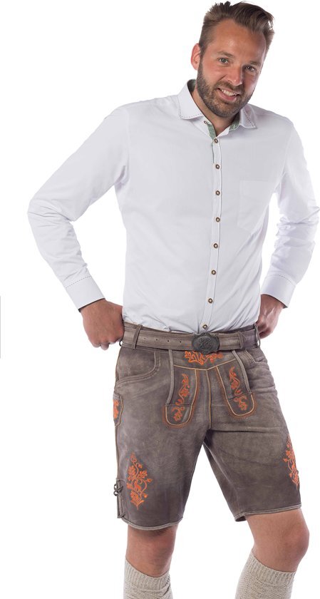 Tannhauser Trachtenmode Lederhose Heren Gaudi Oranje - 3XL