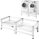 Vevor Wasmachineonderstel 355 mm Hoog, Wasmachineverhoger met Uitschuifbaar Schap, Draagvermogen van 318 Kg, Antislipvoetjes, Wasdrogeronderstel, Sokkel, Universeel Compatibel, Wit, 2-Pack