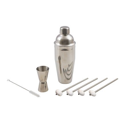 Point Virgule Cocktailset - Cobler Shaker, Maatje & Rietjes/Lepels - Grijs