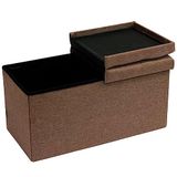 BAKAJI Zitbank met linnen overtrek, voetenbank met houten frame, gevoerde en comfortabele zitting, veelzijdig inzetbaar, ideaal voor slaapkamer, entree, modern design (bruin)