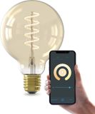 Calex Smart Filament LED Lamp - E27 - Warm Wit Licht - Goud - Slimme Verlichting - G95 - 7W