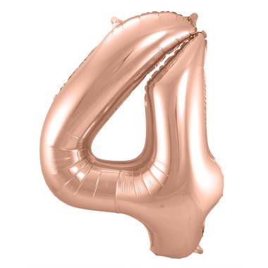 Folat Folieballon Cijfer 4 Rosé Goud 86cm