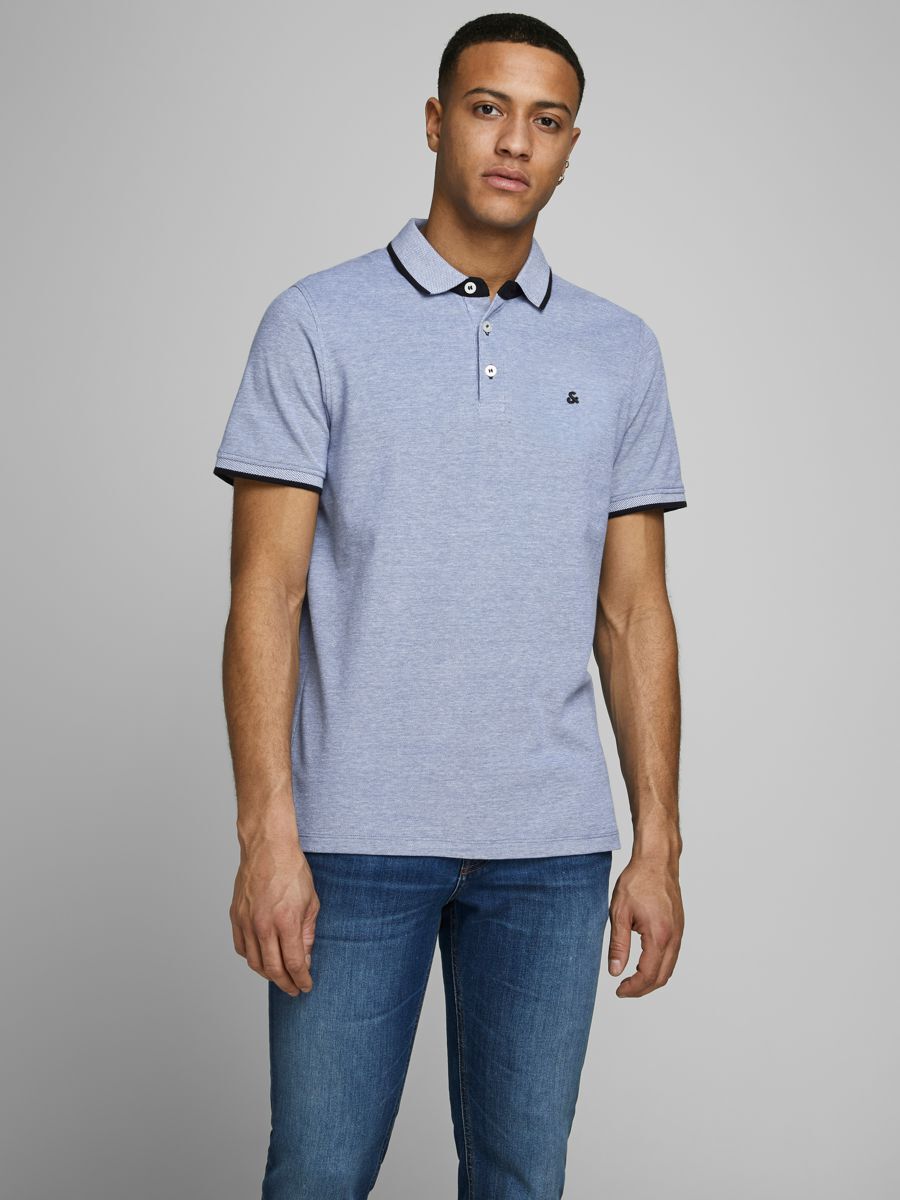 Jack & Jones JJEPAULOS Polo Shirt - Men's - Size S - Blue Cotton