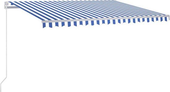 vidaXL Luifel Handmatig Uittrekbaar 450x350 cm Blauw en Wit