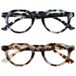 OPULIZE RIO - 2-Pack - Blauwlichtfilter Leesbril - Plat Bovenstuk - Bruin & Blauw Schildpadpatroon - Heren & Dames - Veerscharnieren - BB53-23- +2.50