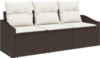 vidaXL Tuinbank Set 3-delig Bruin en wit Polyrattan